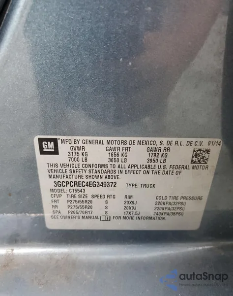 2014 Chevrolet Silverado C1500 Lt z USA, uszkodzony, nr VIN 3GCPCREC4EG349372